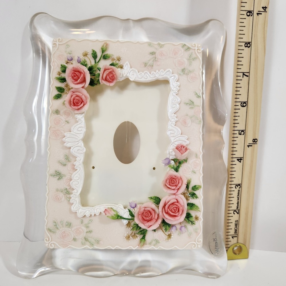 Musical Picture Frame Pink Rose Floral Music Box Rotating Easel Photo Gift - Picture 10 of 13